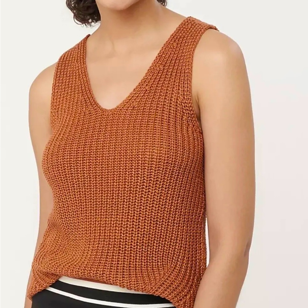 LOFT Rust Knit V-Neck Tank Top